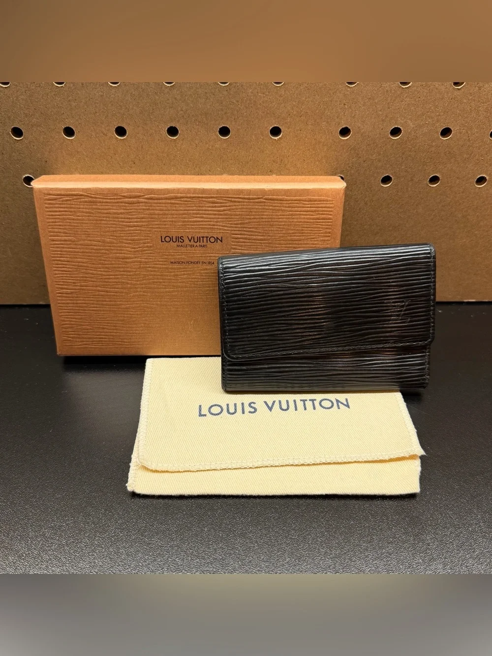 Louis Vuitton Black Epi 4 Key Holder